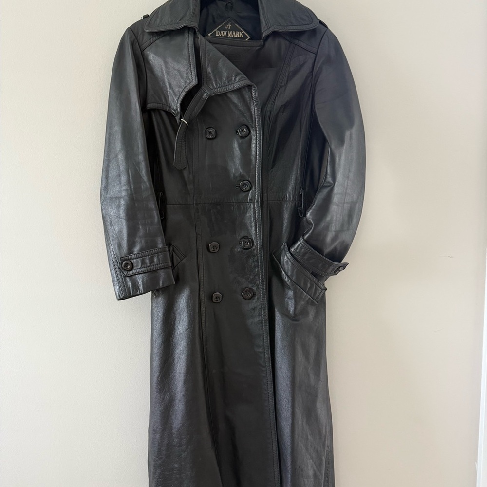 Black Leather Trench Coat